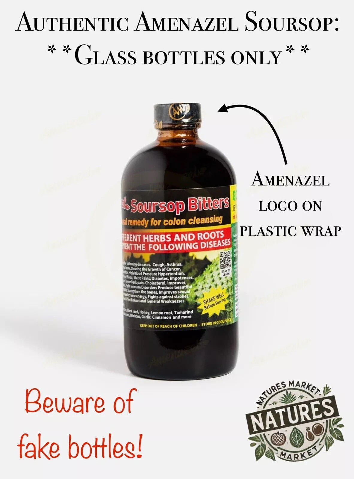 Amenazel Soursop Bitters 16oz Colon Cleanser – Natural Remedy