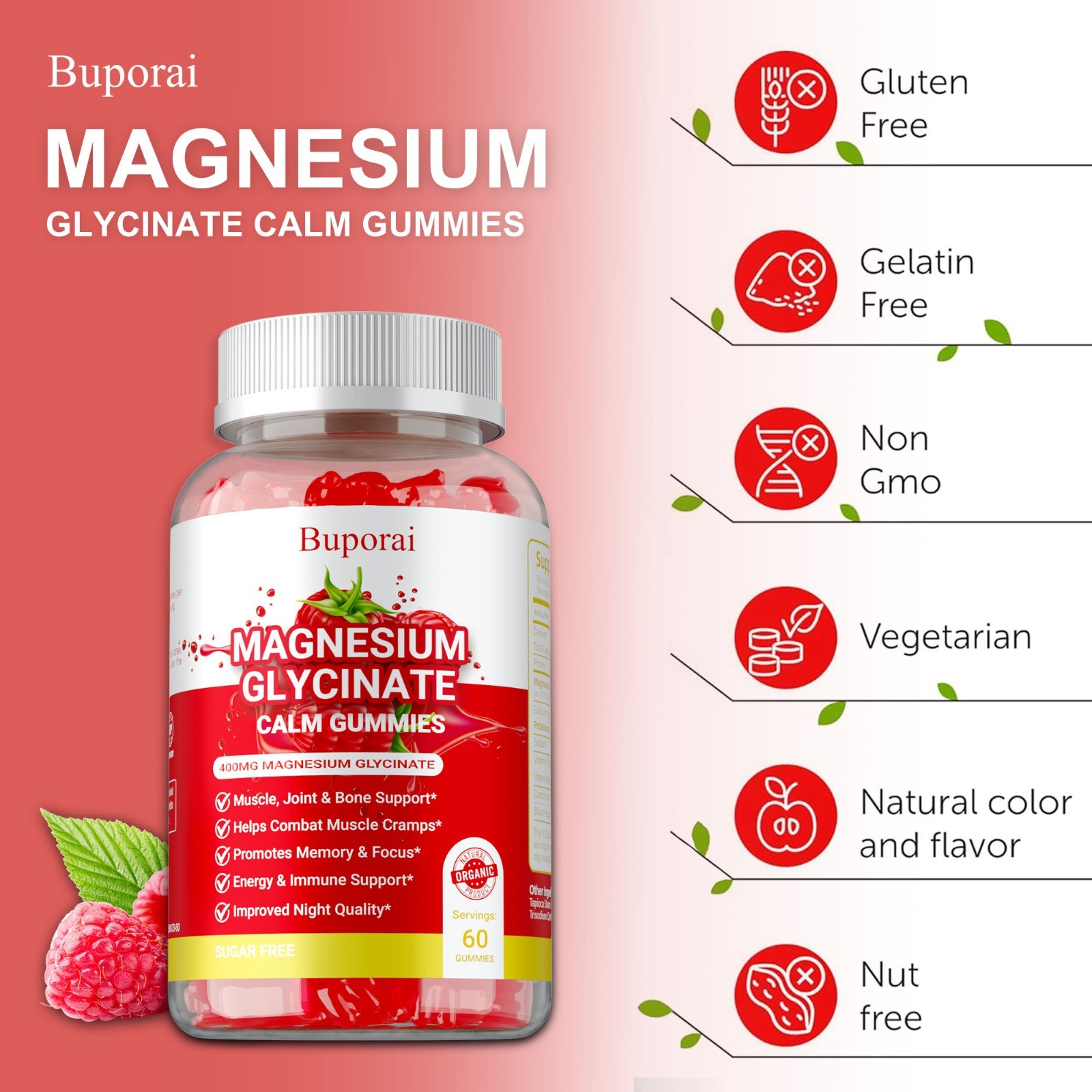 Magnesium Glycinate 60pcs- Improve Sleep, Promote Physical and Mental Relaxation
