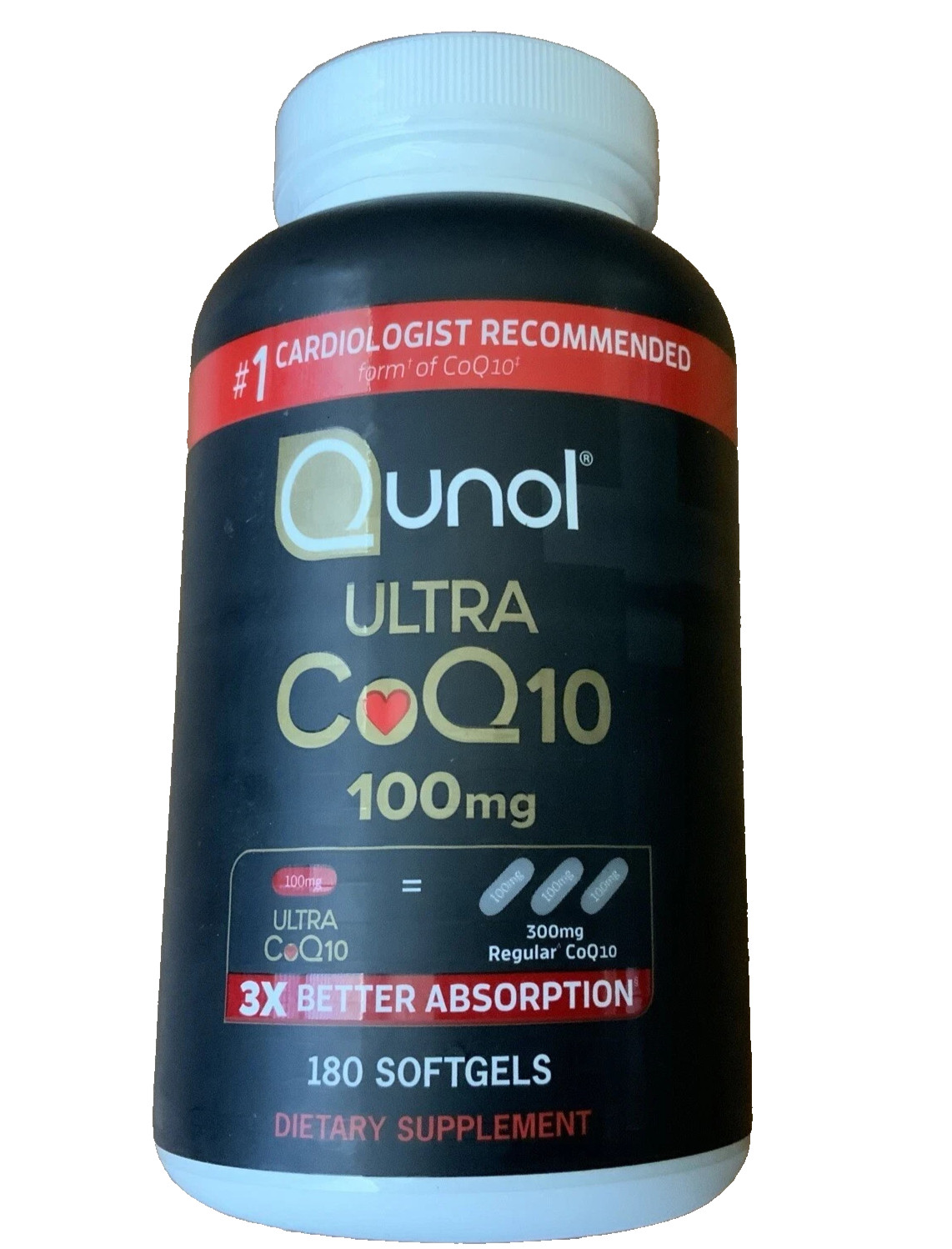 Qunol Ultra CoQ10 180 Softgels 100 mg 3x Better Absorption EXP 5/2028 NEW