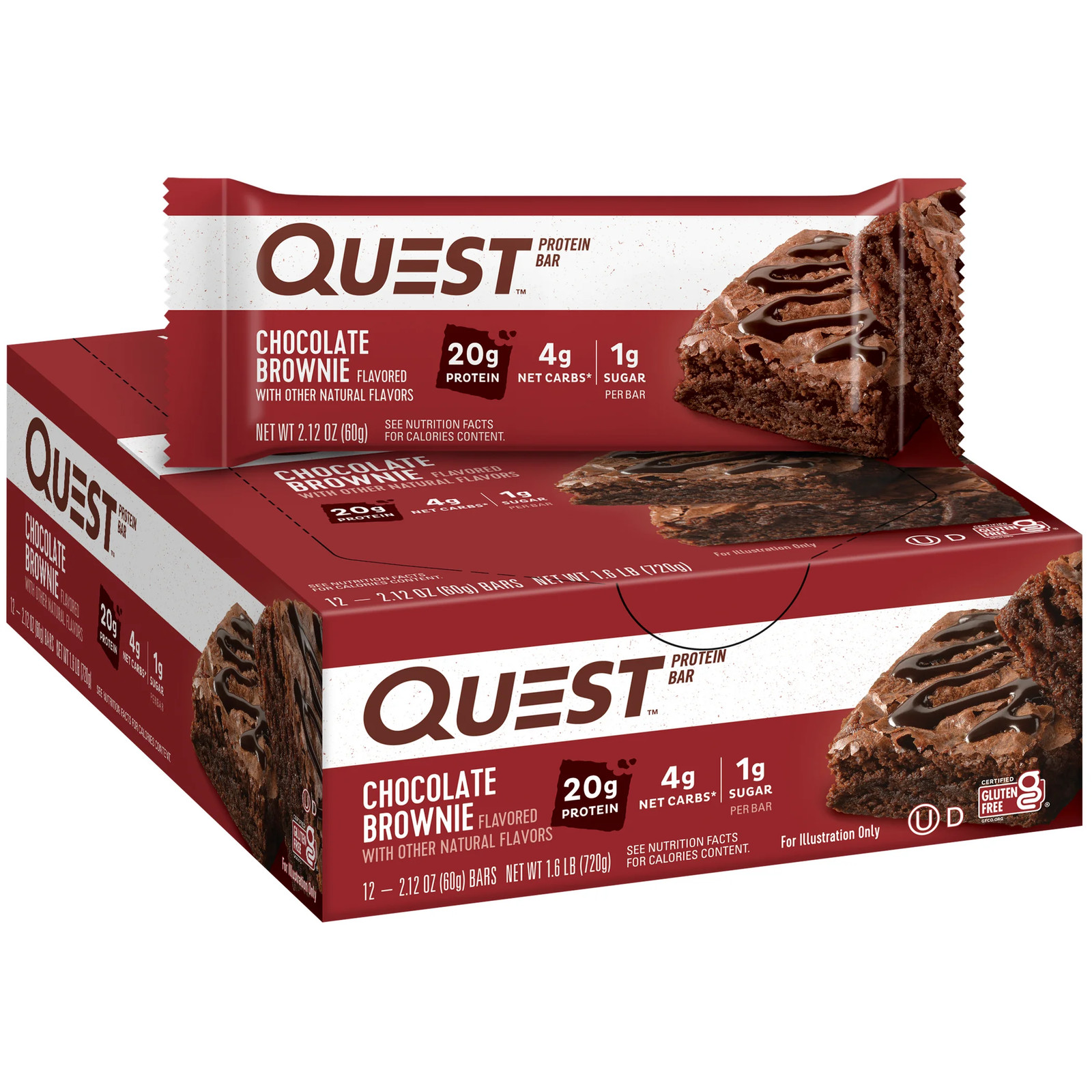 Quest Protein Bar, Chocolate Brownie, 20g Protein, 12 Count