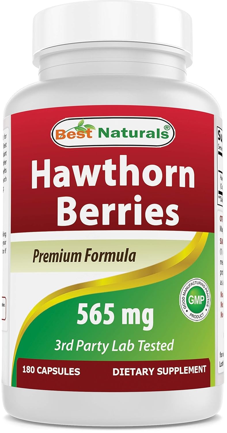 Hawthorn Berry Capsules 565 mg Extract Supplement Naturals 180 Count Capsules