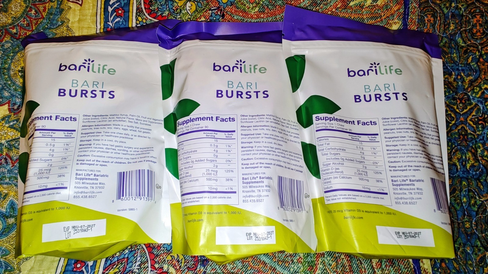3-Month Supply Barilife Bari Bursts Lemon Lime Calcium Citrate Chews