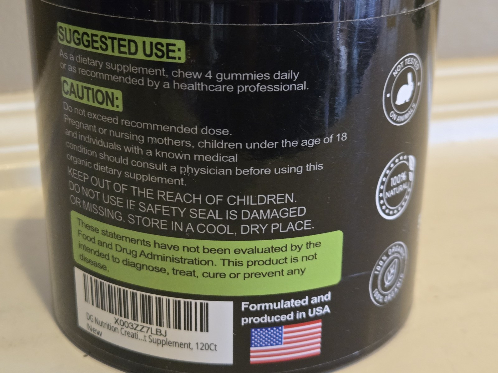 DG Nutrition Creatine Monohydrate 120 Gummies Green Apple * SEALED Exp 6/2026