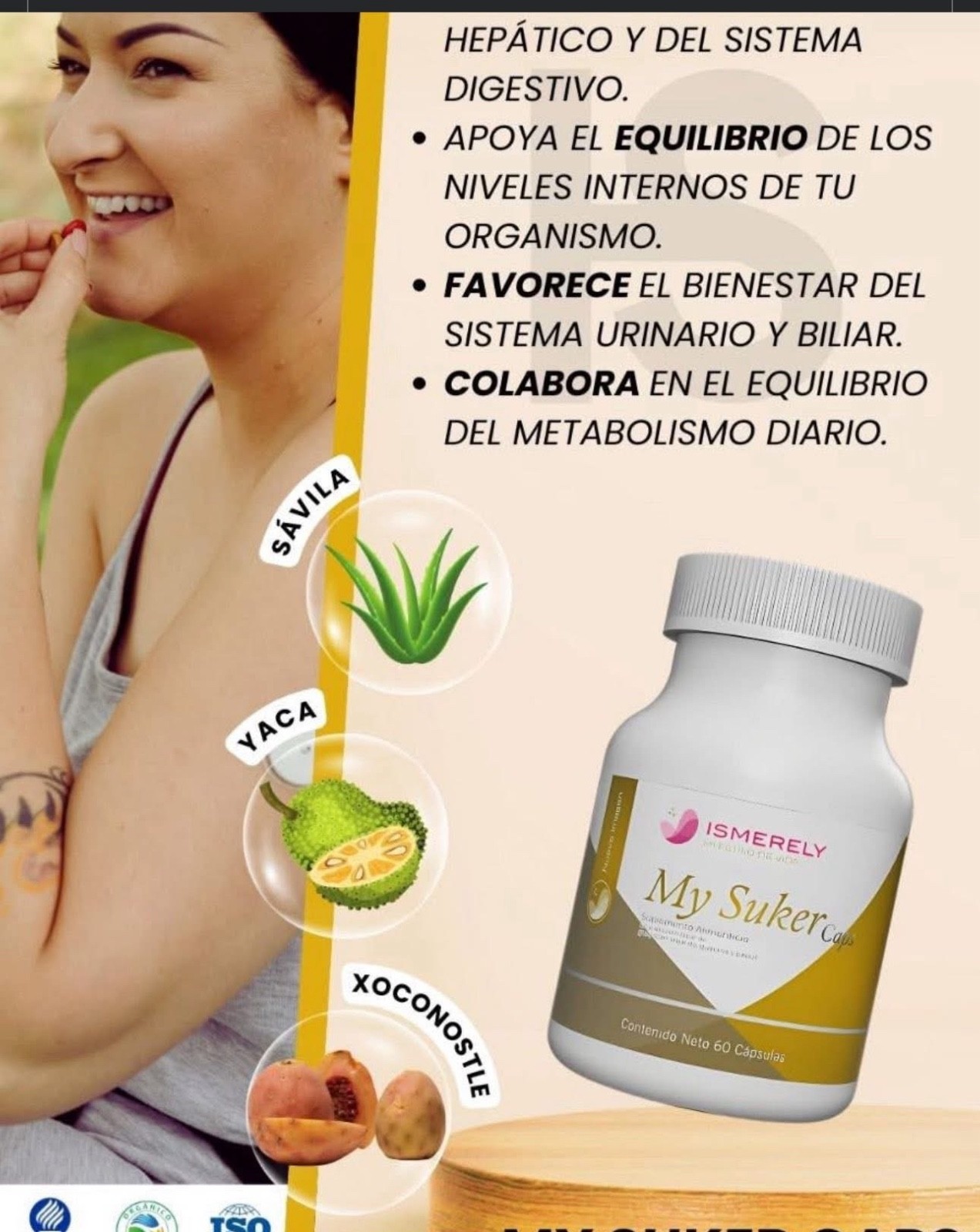 Ismerely My suker caps Pack 1, 60 capsulas higado, pancrea, vesicula