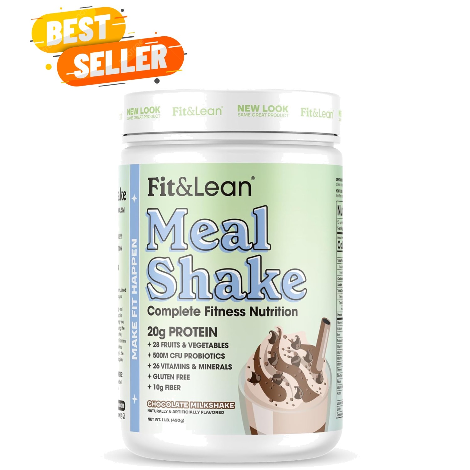 All-Natural Chocolate Meal Replacement Shake with Probiotics, 10 Servings