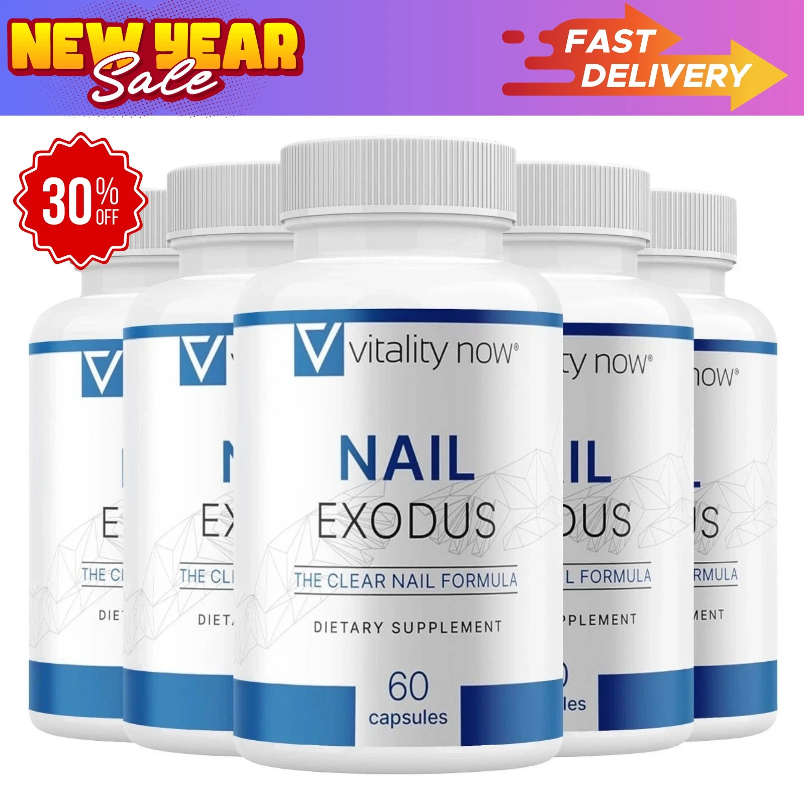 Nail Exodus Capsules for Healthier Feet – Vitality Clear Nail Formula 5 Pack US