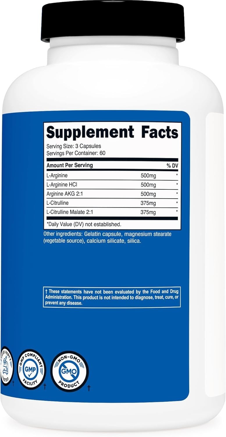 Nutricost Performance 750 mg Nitric Oxide Booster Capsule – 6.74 oz