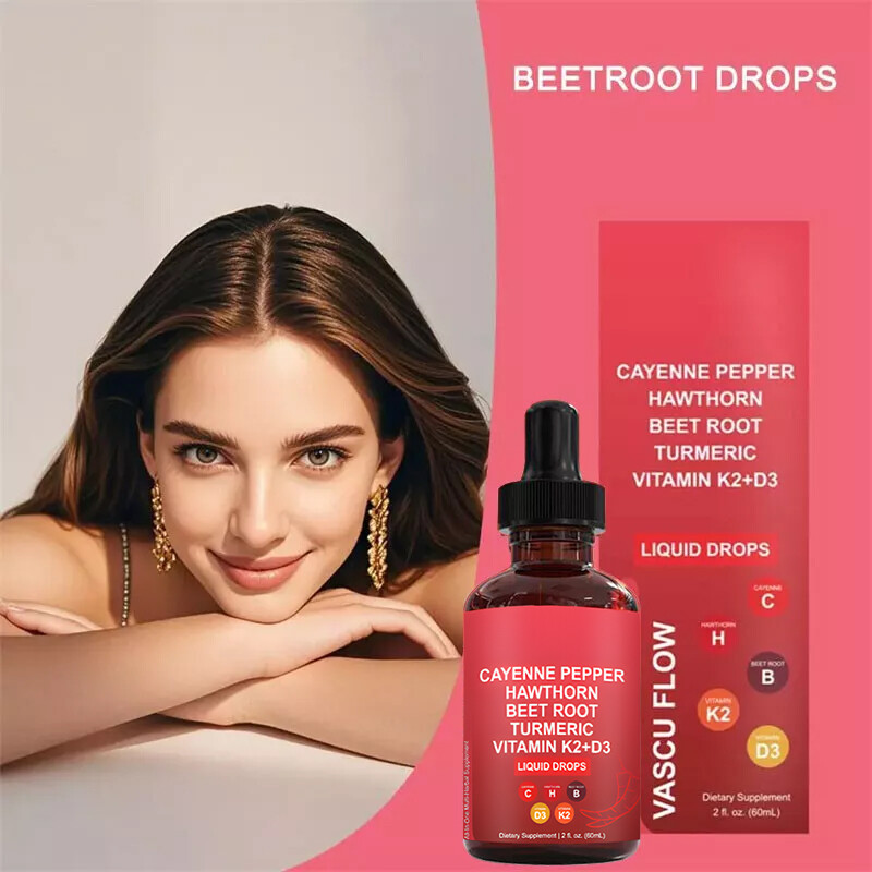 Cayenne Pepper Hawthorn Beet Root Turmeric Vitamin K2+D3 Drops 60ml