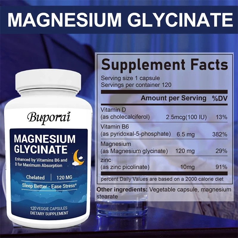 Magnesium Glycinate 240pcs, Relaxation, Reduce Stress, Improve Mood Nervous