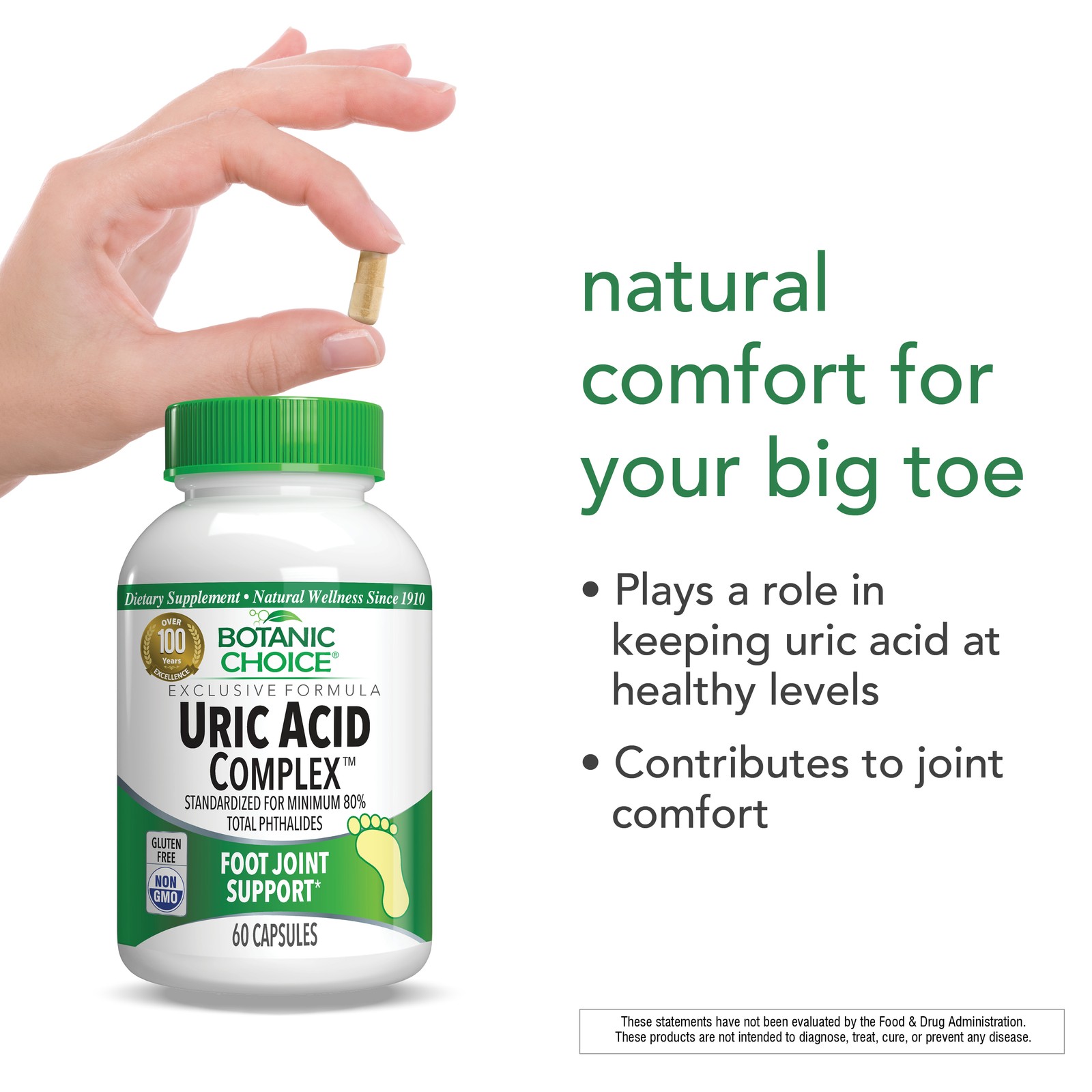 Botanic Choice Uric Acid Complex™ Foot Joint Dietary Supplement, 60 Capsules