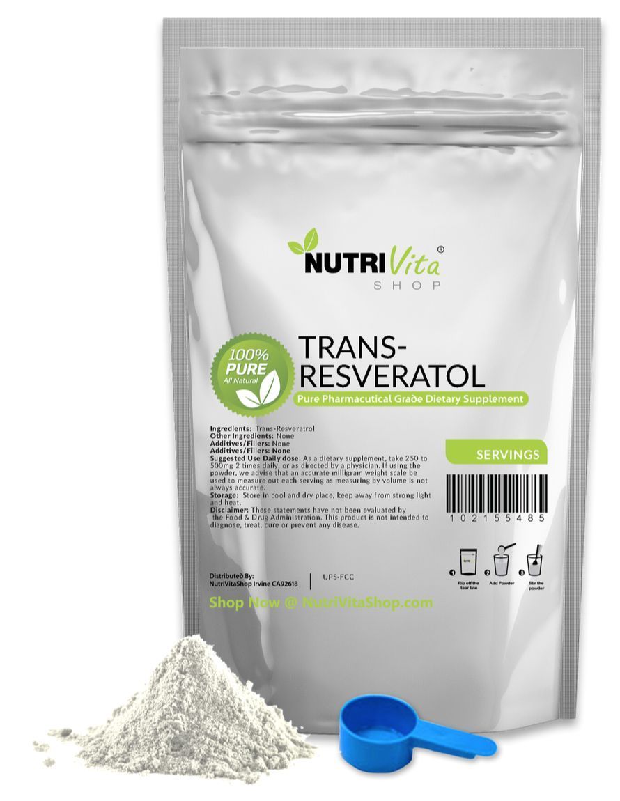 4 Months Supply 100% PURE Trans Resveratrol Anti-Aging Powder KOSHER/USP GRADE