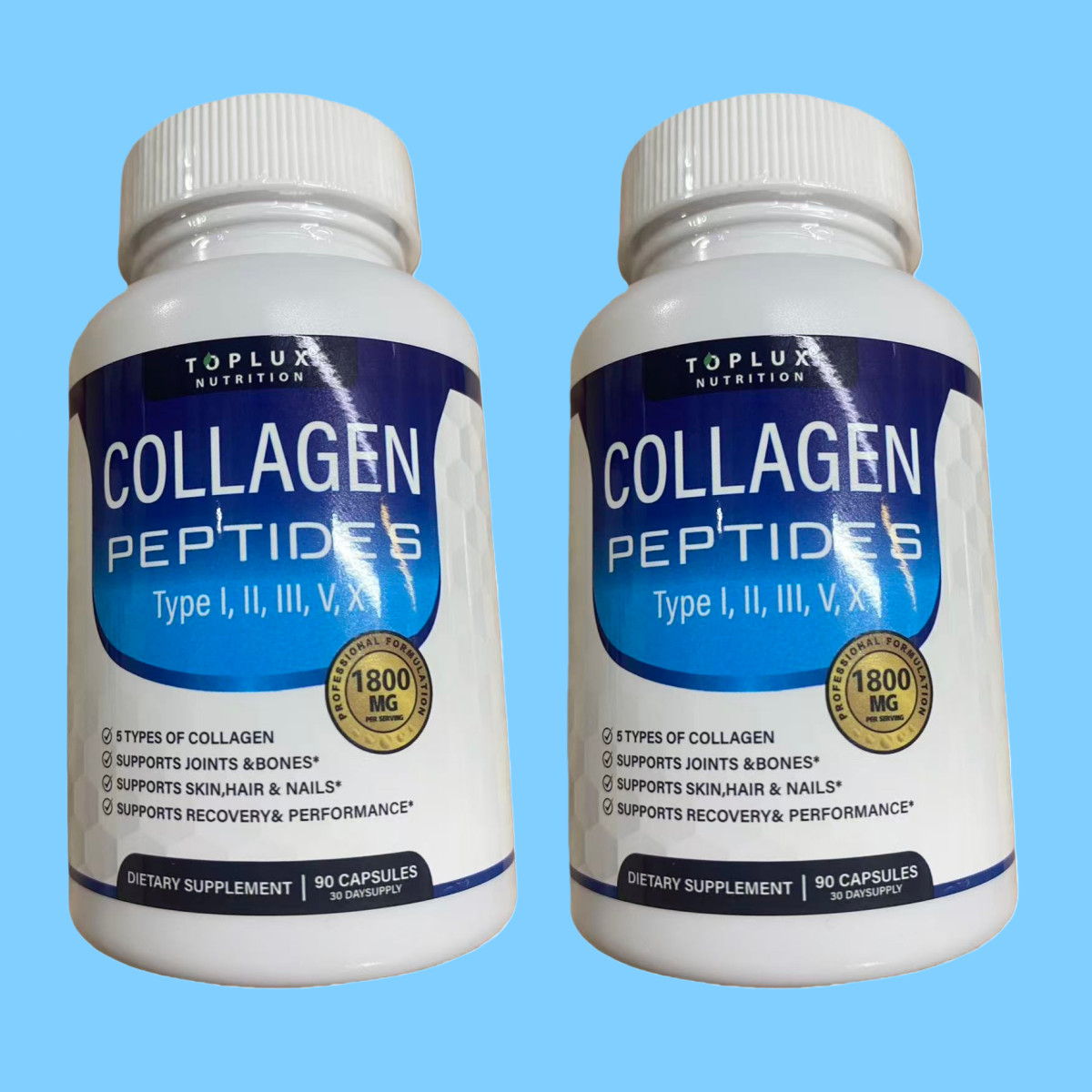 Toplux Collagen Peptides 2 Pack 180 Capsules 1800mg Skin Hair Nails Support