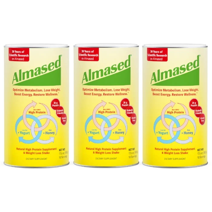 Almased High Protein Supplement & Weight Loss Shake Original 17.6 oz ( Pack of 3