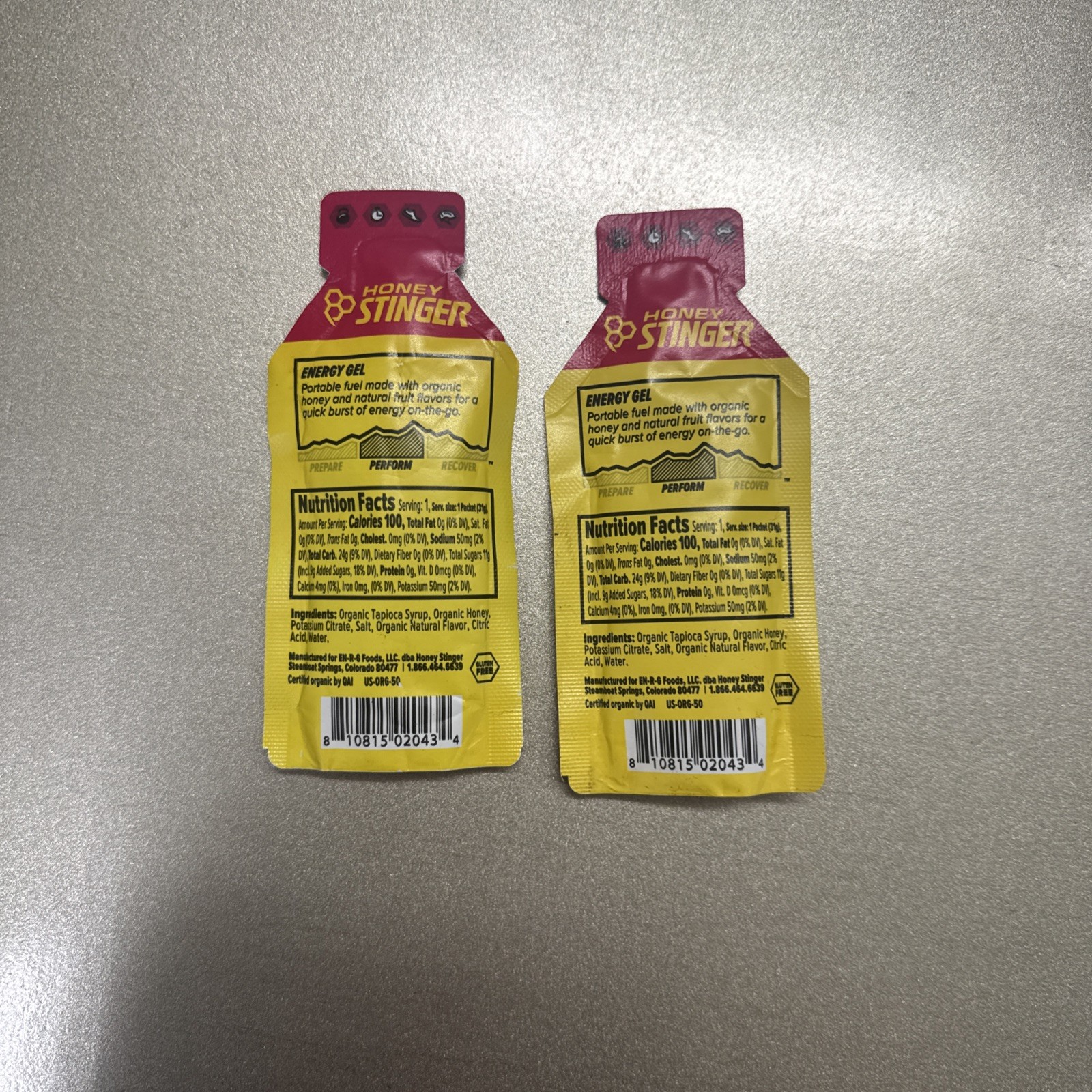 x2 Packs Honey Stinger Energy Gel Fruit Smoothie Organic Old Formula BB: 8/2025