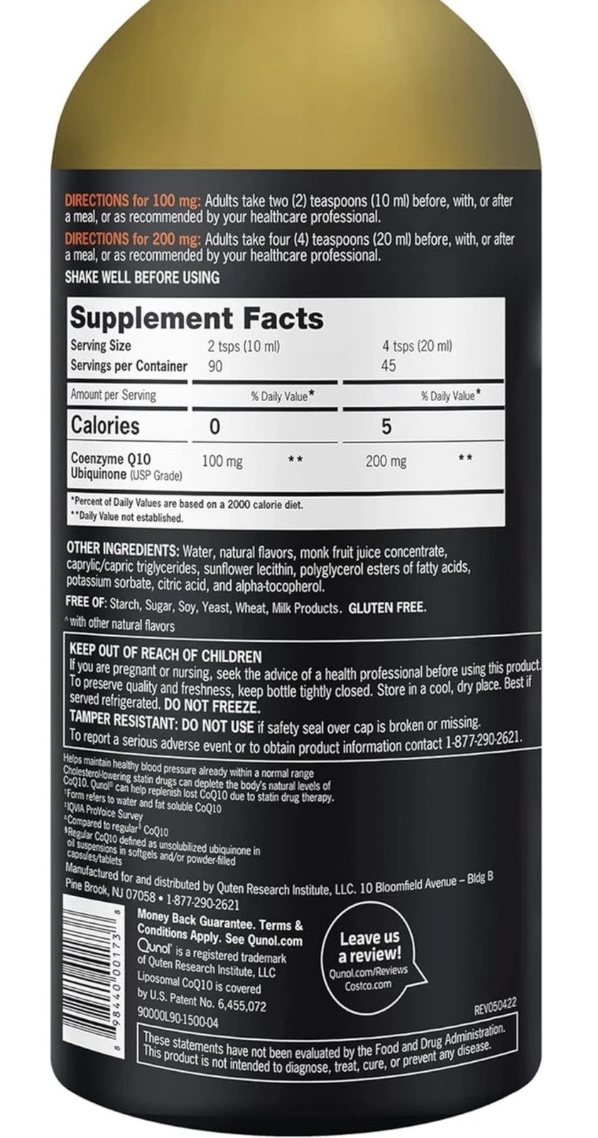 Qunol Liquid CoQ10 100mg, Superior Absorption Natural Supplement Form 30.4oz