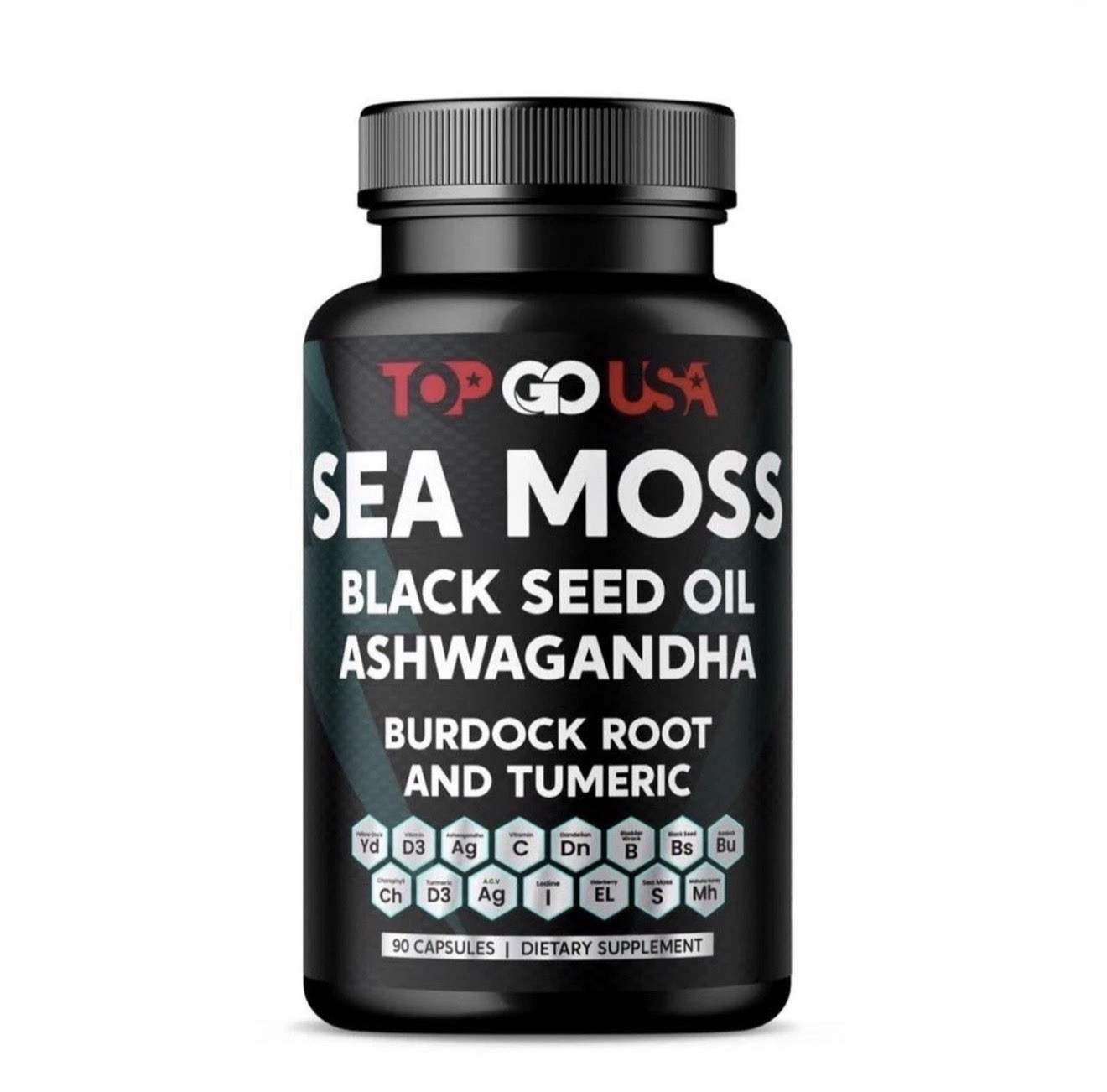 2 Pack Sea Moss Black Seed Oil Ashwagandha Burdock Root Turmeric 180 Capsules