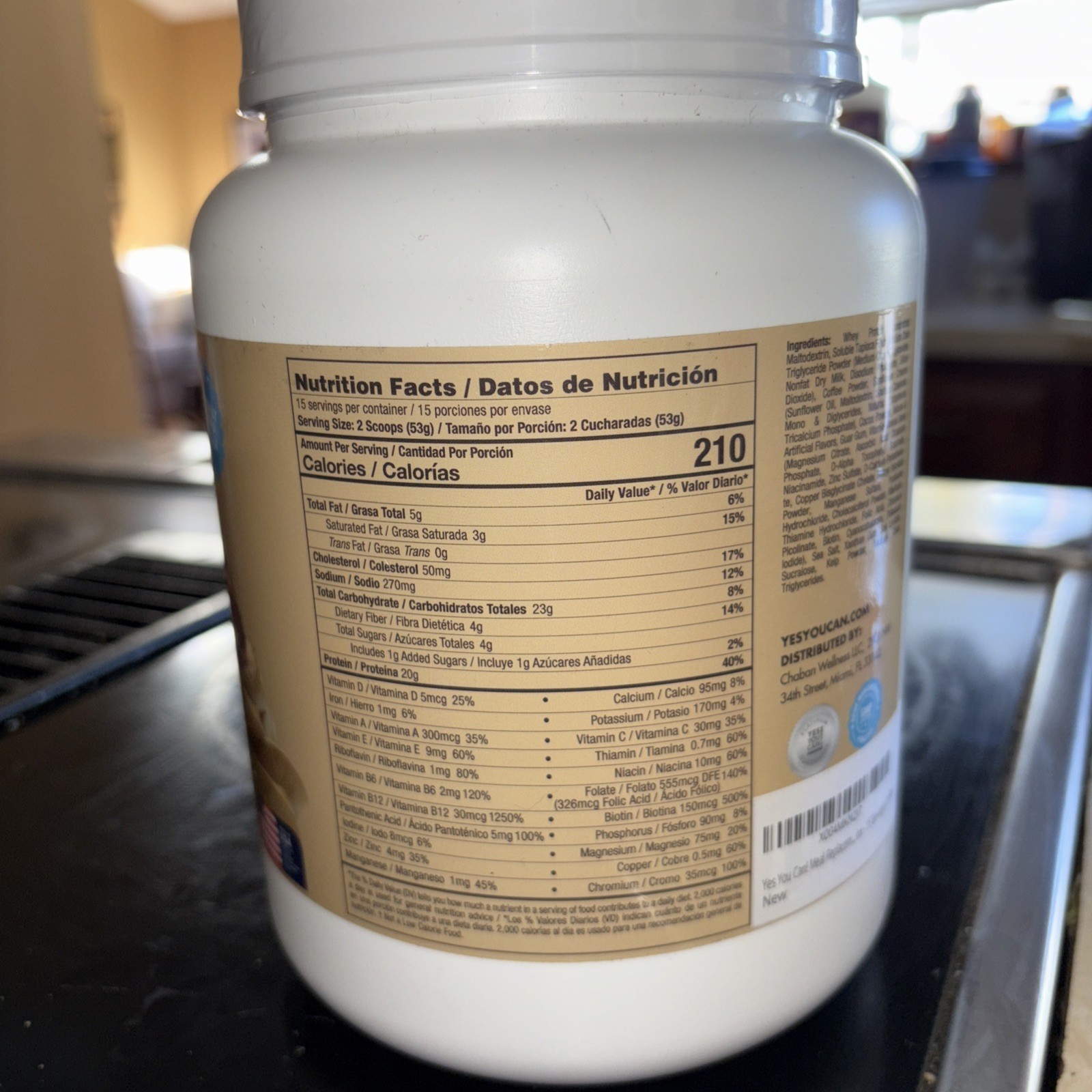 Yes You Can Meal Replacement Shake Coffee 20g Protein 15 Servings Nutrition