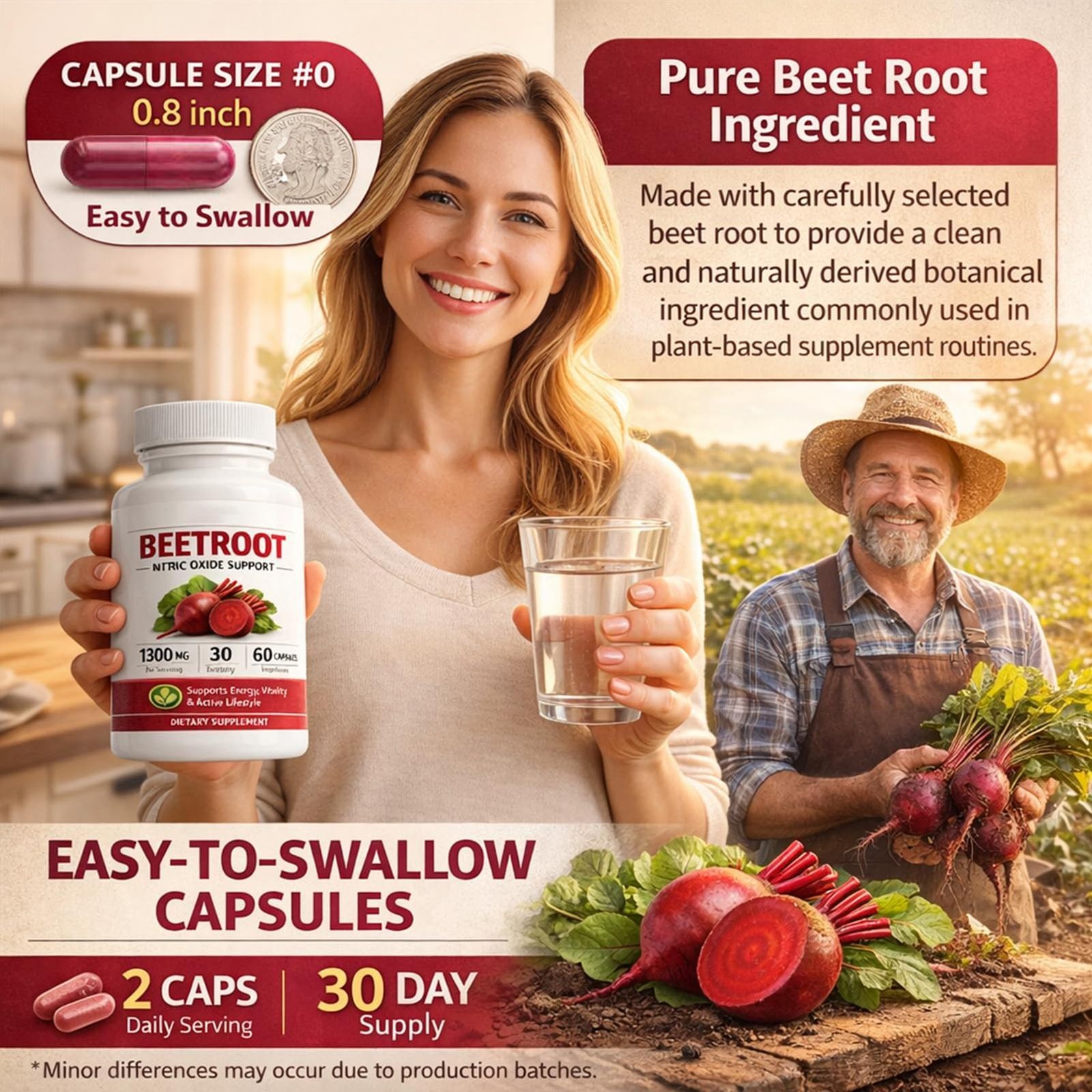 Lemeli Beet Root Extract Supplement 60Capsules, Lemeli Beetroot Capsules 1300mg