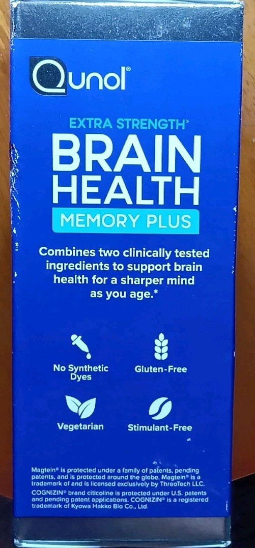LOT 3 QUNOL EXTRA STRENGTH BRAIN HEALTH MEMORY PLUS SUPPLEMENT 60 X3 180 TABS!!