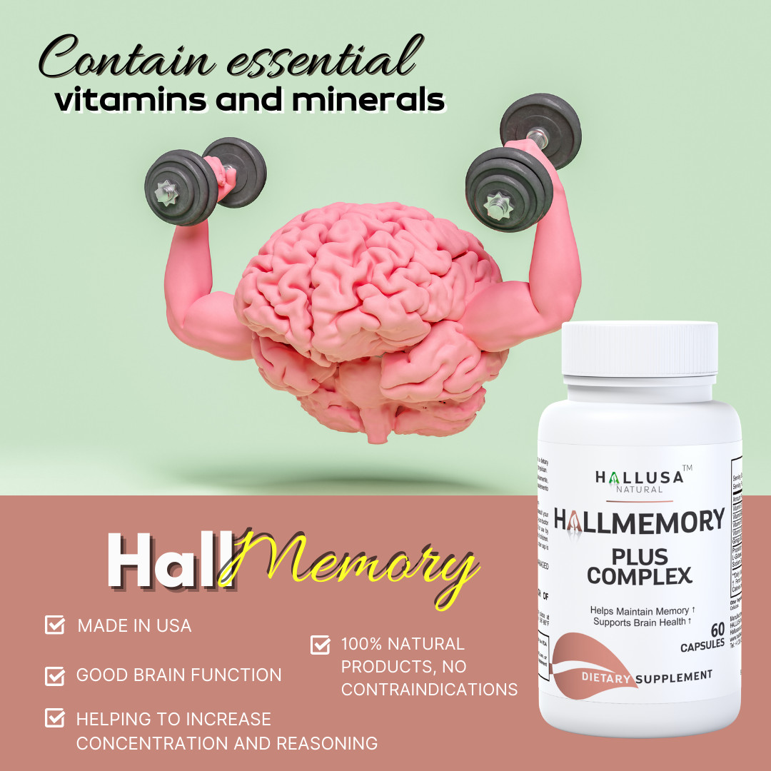 HallMemory – Ginkgo Biloba – Brain Supplements for Memory and Focus – 60 Caps