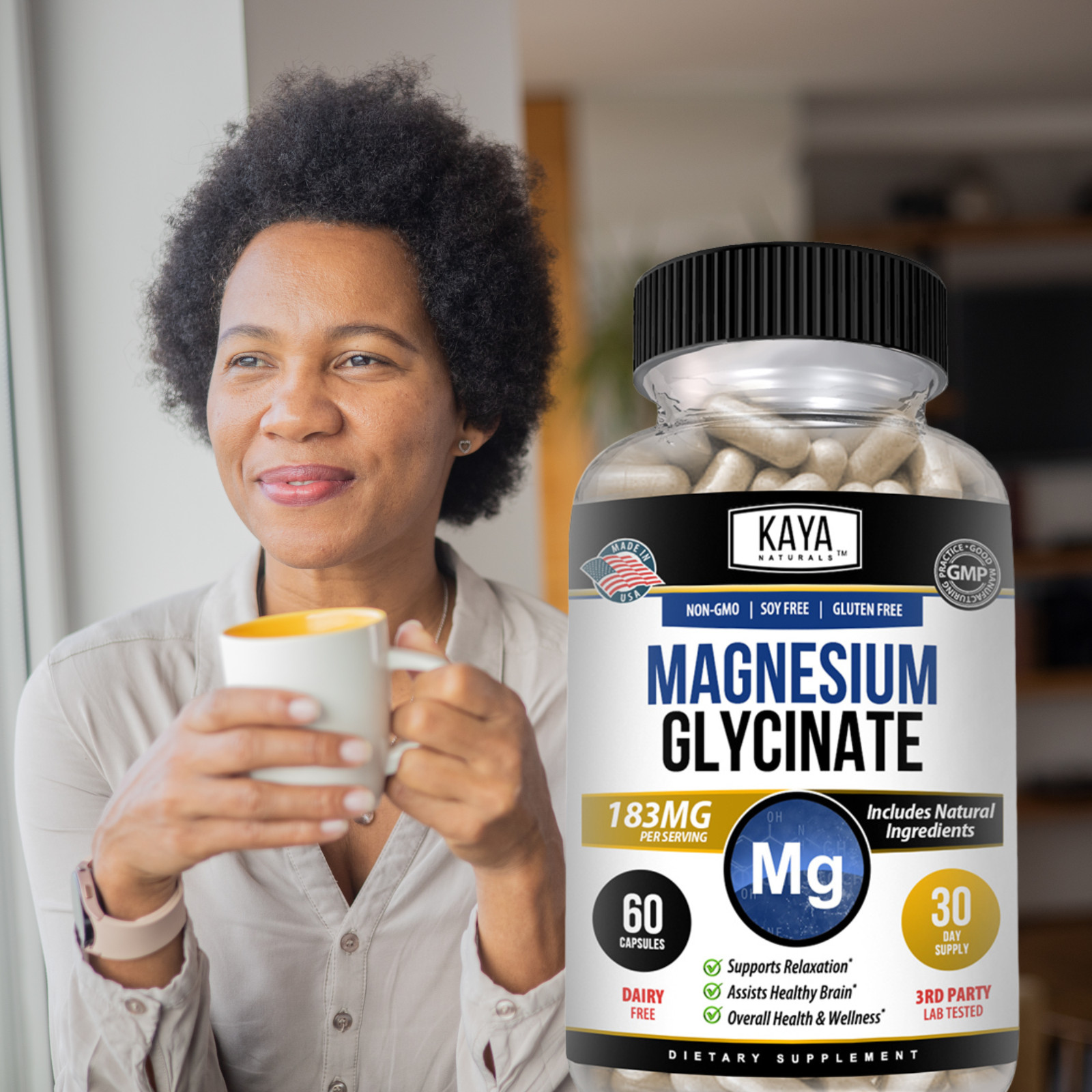 (2 Pack) Magnesium Glycinate RLS Sleep Aid, Anti Cramp, Joint & Bone Support