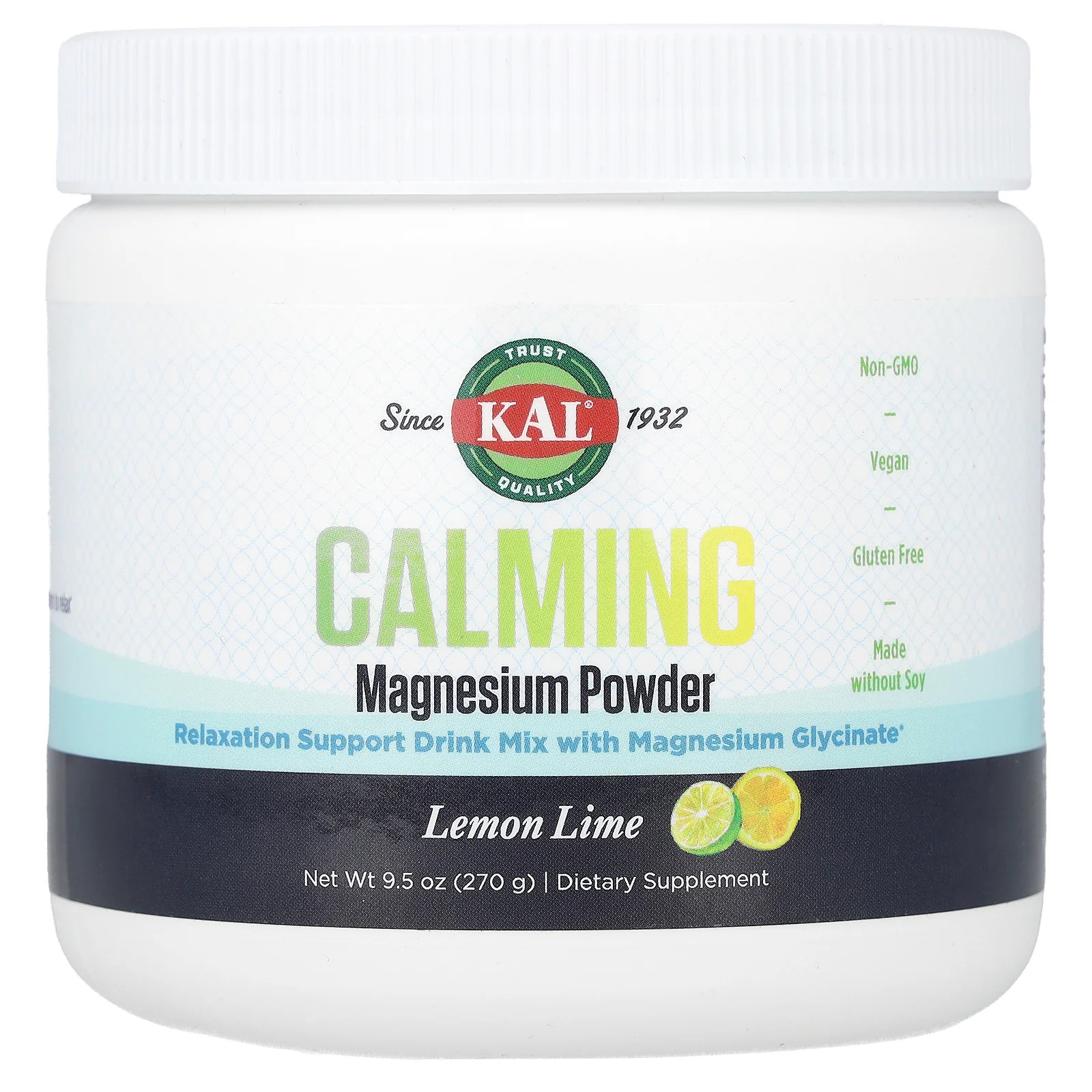 2 X KAL, Calming Magnesium Powder, Lemon Lime, 9.5 oz (270 g)