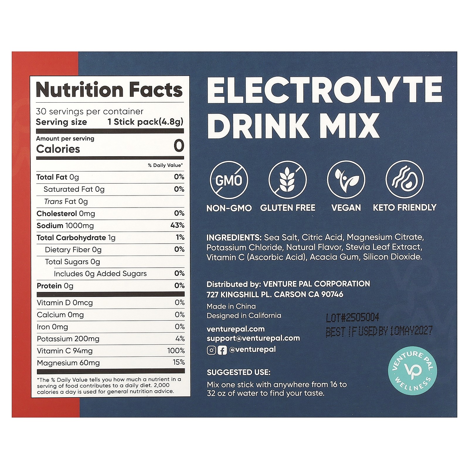 Electrolyte Drink Mix, Watermelon, 30 Stick Packs, 0.17 oz (4.8 g) Each