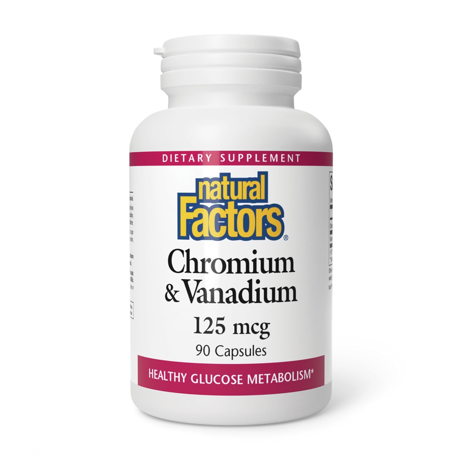 Natural Factors, Chromium & Vanadium 125 mcg, Supports 90 Count (Pack of 1)