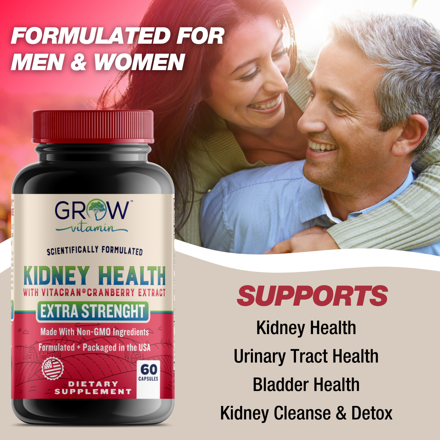 Premium Kidney Support Supplement by grow vitamin | Kidney Cleanse EXP 07/2024