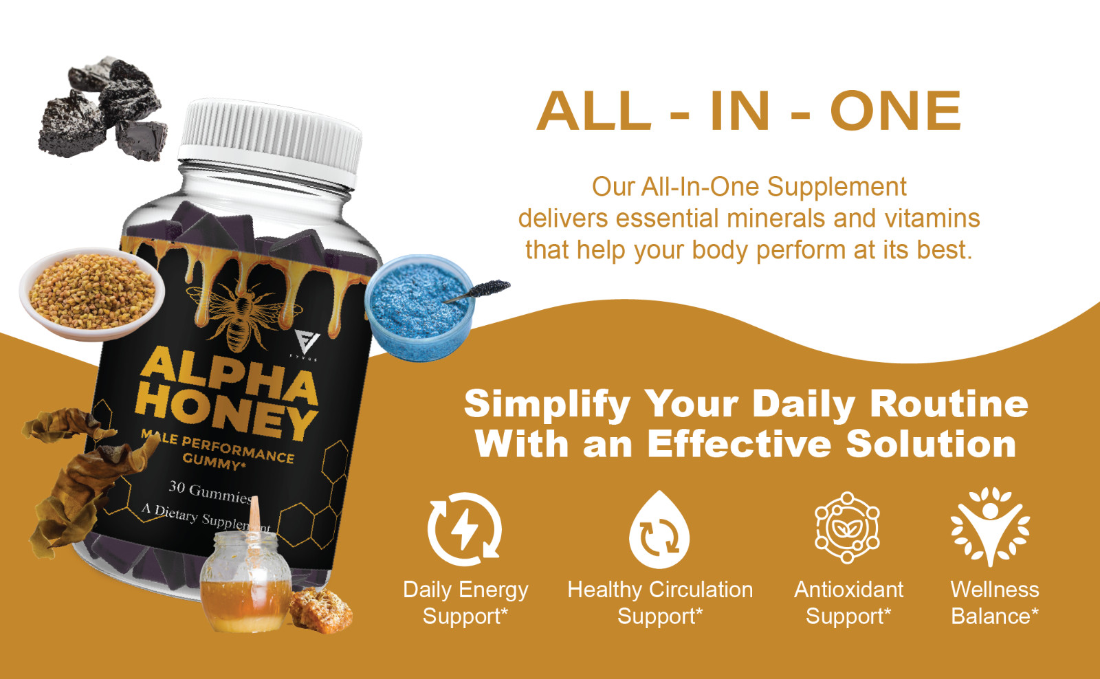 (2 Pack) Alpha Honey Performance Gummies, AlphaHoney Supplement (60 Gummies)