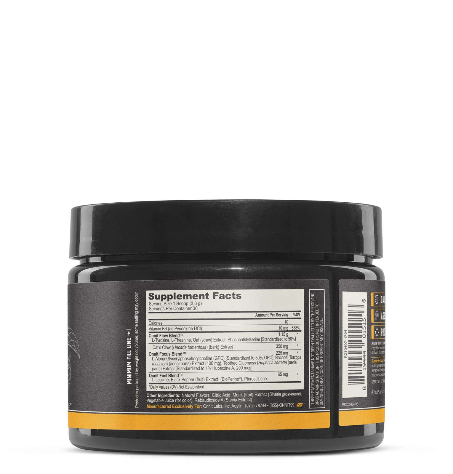 Onnit Alpha Brain Pwdr Peach 3.8 Oz