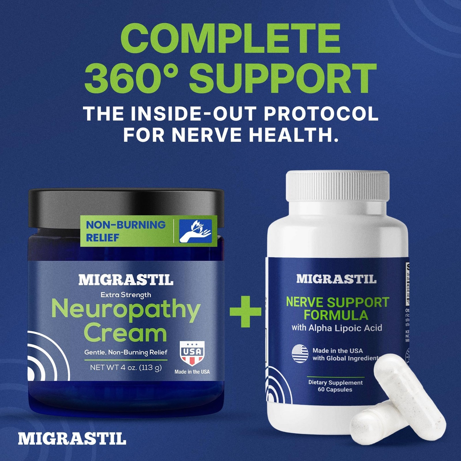 Migrastil Neuropathy Cream Extra Strength for Feet, Legs, and Hands. Made in …