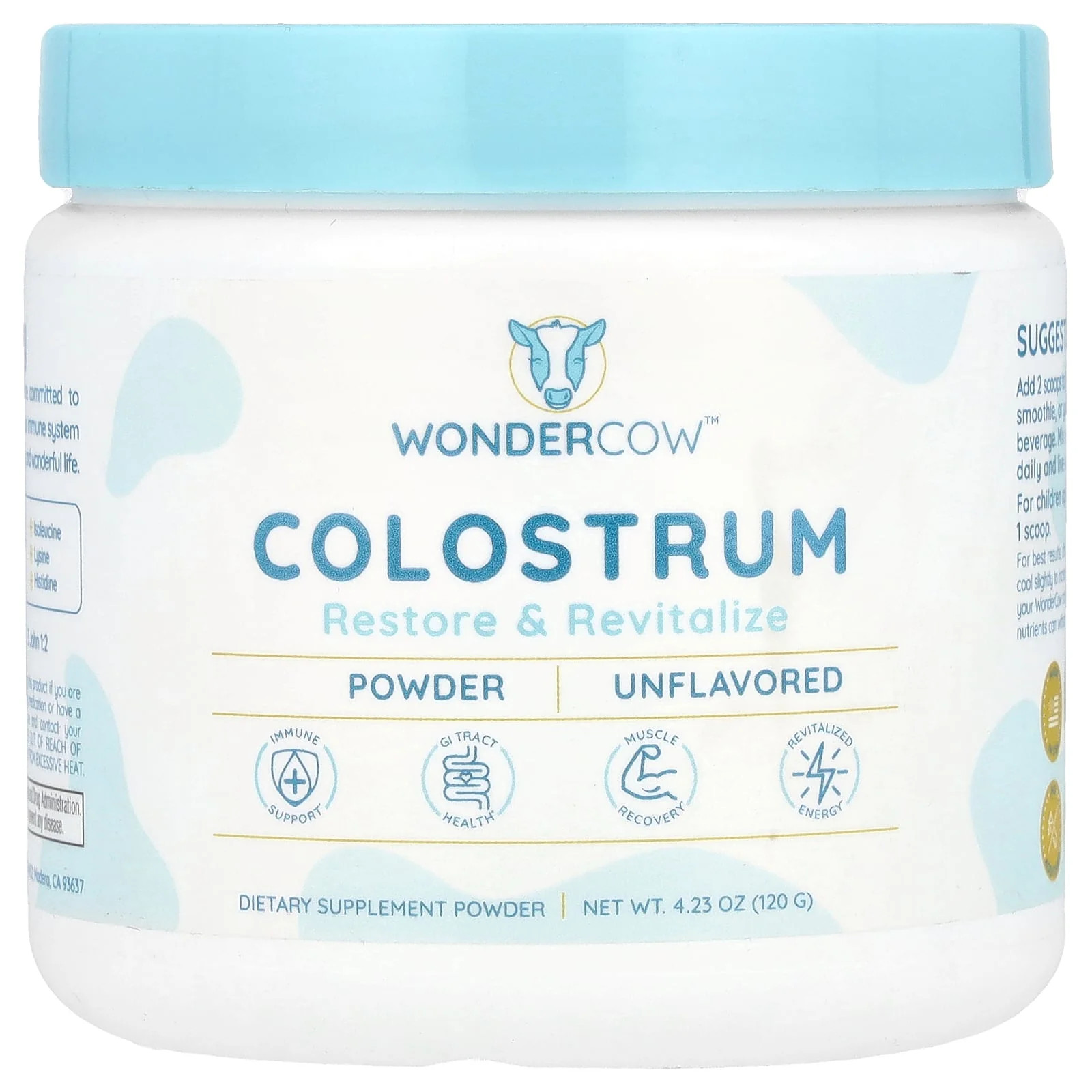 2 X Wondercow, Colostrum Powder, Unflavored, 4.23 oz (120 g)