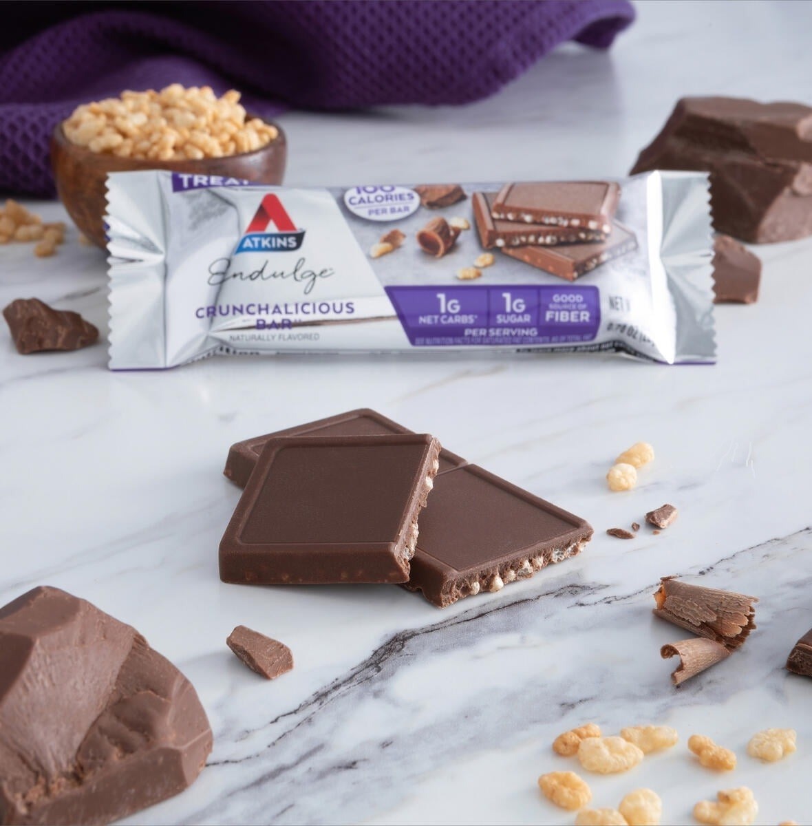 Atkins Indulgent Treat Crunchalicious Bar – Keto-Friendly, Pack of 5