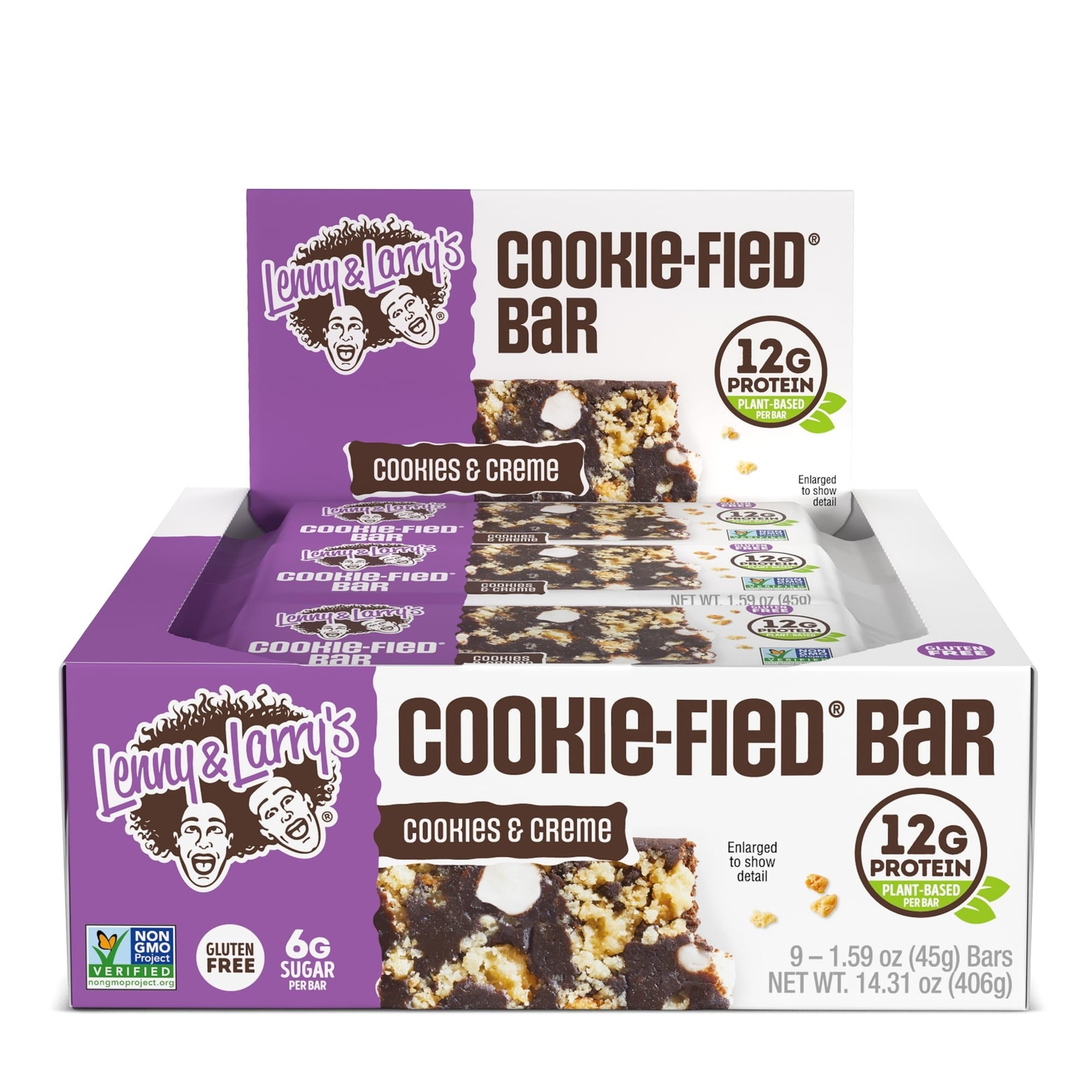 Lenny & Larry’s Cookie-fied Bar, Cookies & Creme, 45g – Plant-Based Protein B…