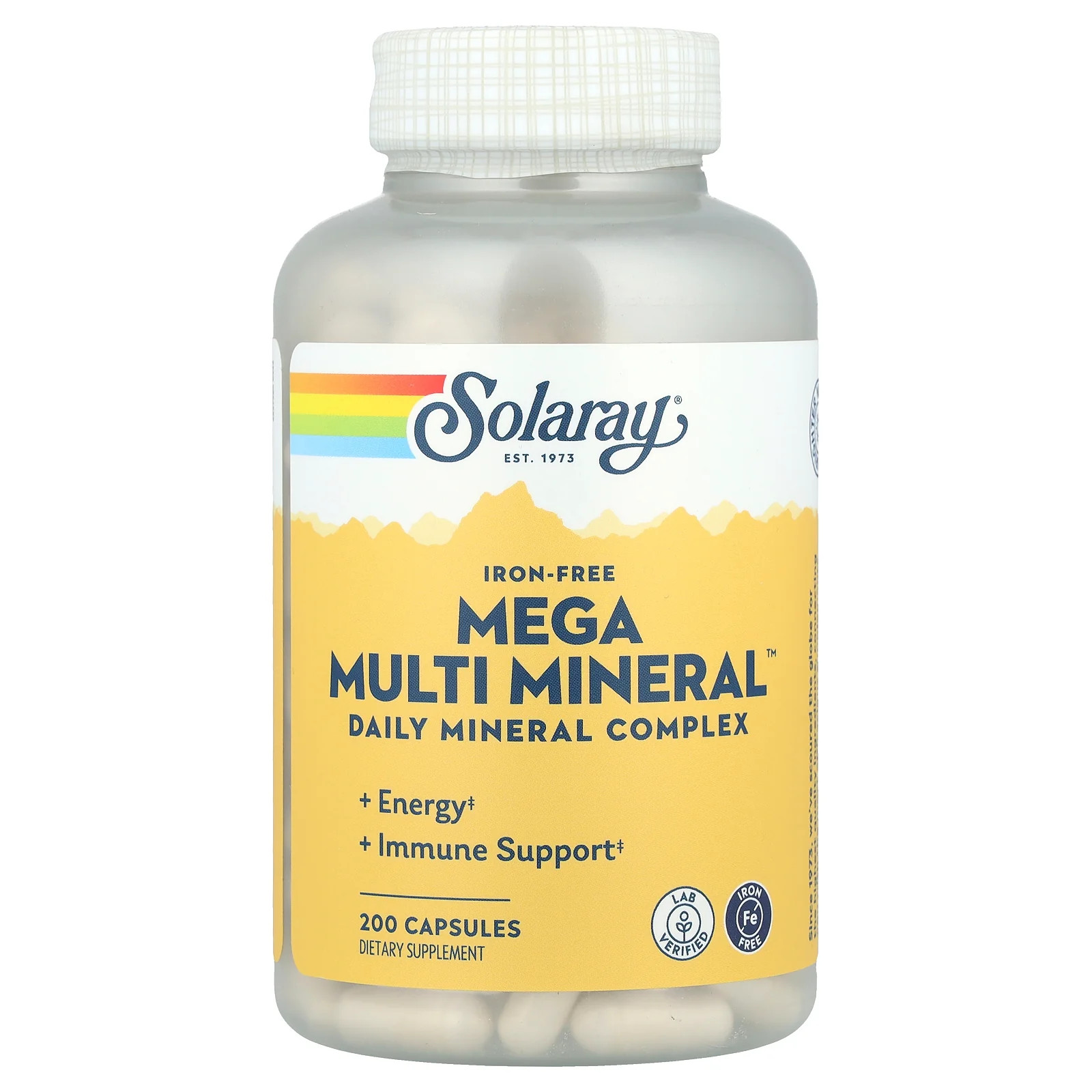 2 X Solaray, Mega Multi Mineral�, Iron Free, 200 Capsules
