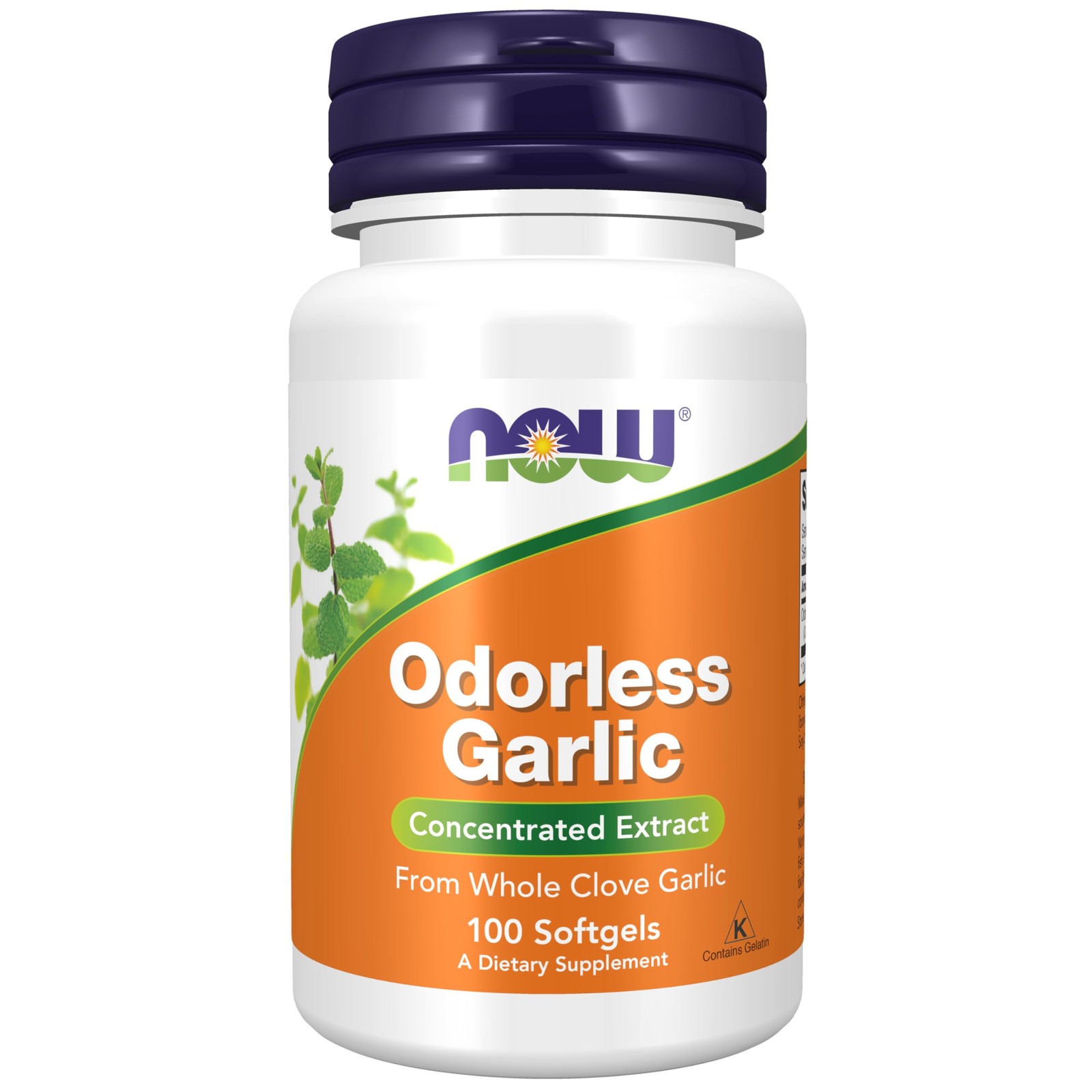 Now Odorless Garlic Supplement 100 Softgels Halal Kosher Gluten Free