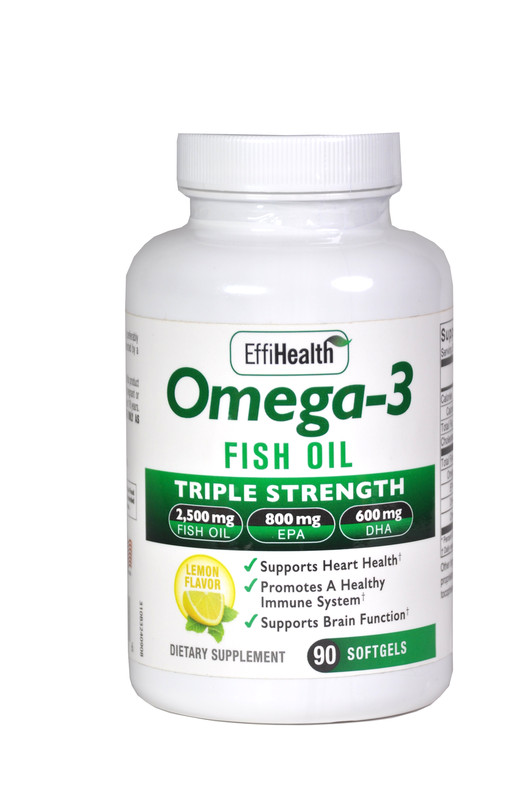 EffiHealth Omega 3 Fish Oil – Triple Strength Fish Oil – 2500mg 800 EPA 600 DHA