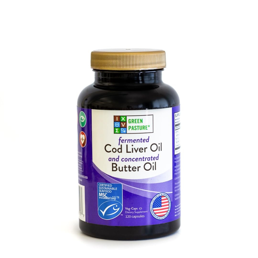Green Pasture Fermented Cod Liver Oil Butter Oil 120 Capsules