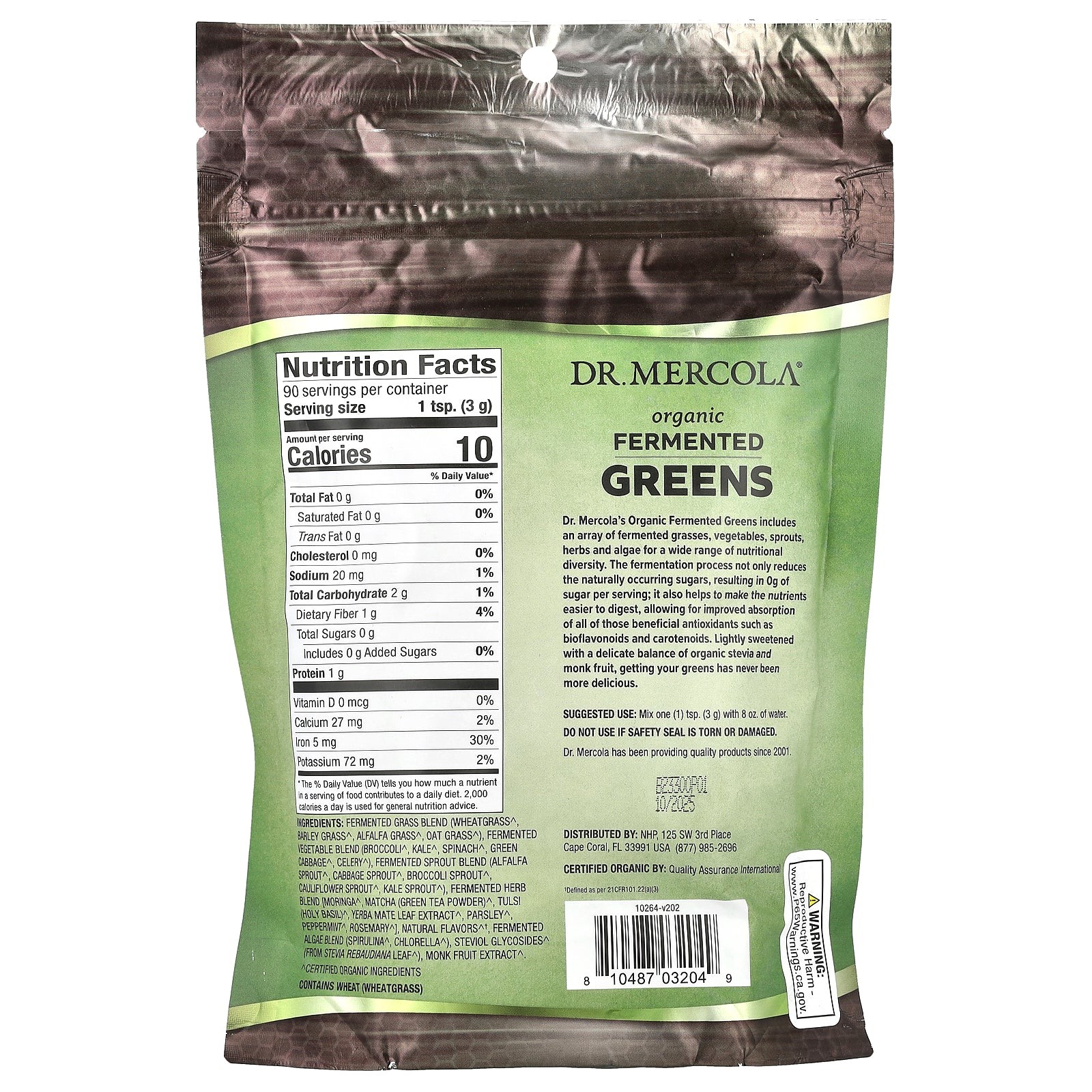 2 X Dr. Mercola, Organic Fermented Greens, 9.5 oz (270 g)