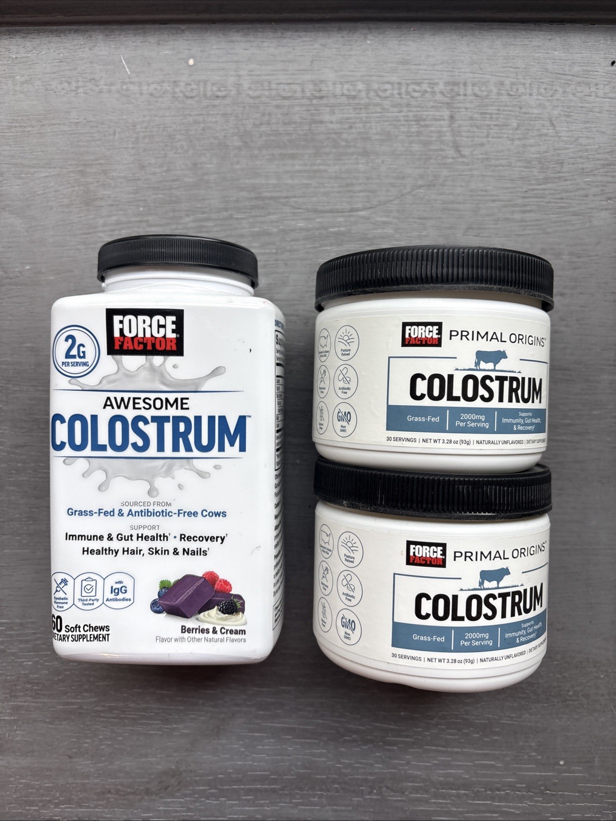 FORCE FACTOR Awesome Colostrum 60 Soft Chews 12/2026 & Powder x2 – 5/2026