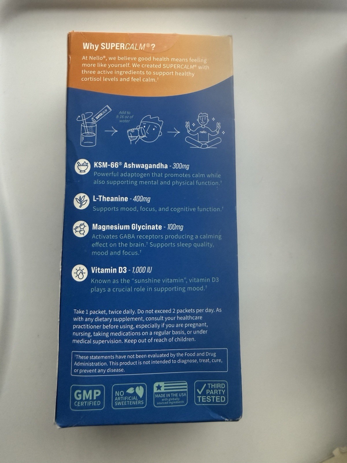 nello Super Calm Calming Drink Mix Orange Creamsicle 10 Packets Exp 08/2027
