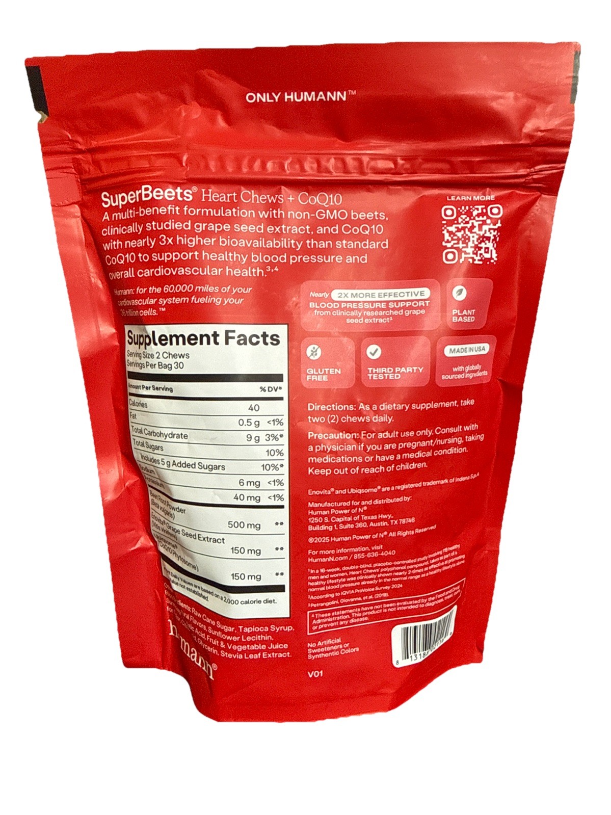 humanN Super Beets Heart Chews Advanced – CoQ10 60 Chews Exp: 04/2027+