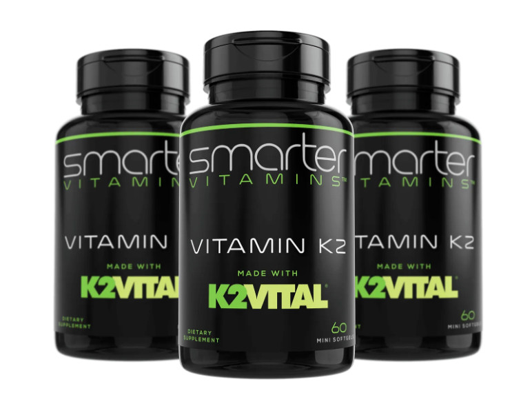 SMARTERVITAMINS 3 PACK! Vitamin K2 100mcg with K2VITAL® Enhanced w/ Kale Powder