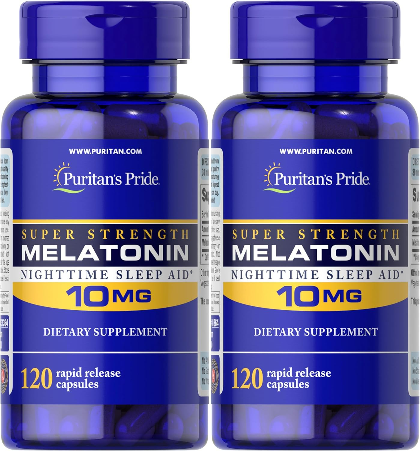 Puritan’s Pride Melatonin 10mg, 120 Capsules, 2 Pack, Sleep Aid Supplement
