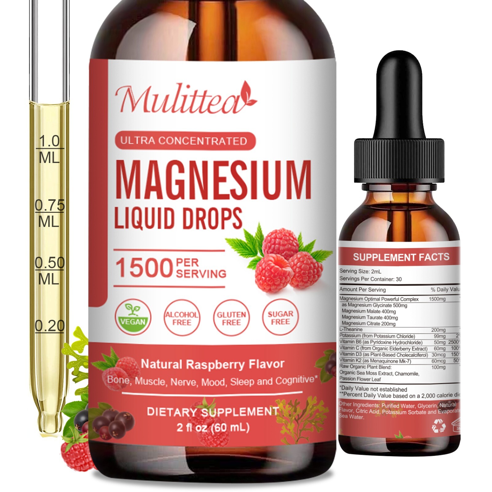 Magnesium Complex Supplement with Magnesium Glycinate,Citrate, Malate,Taurate