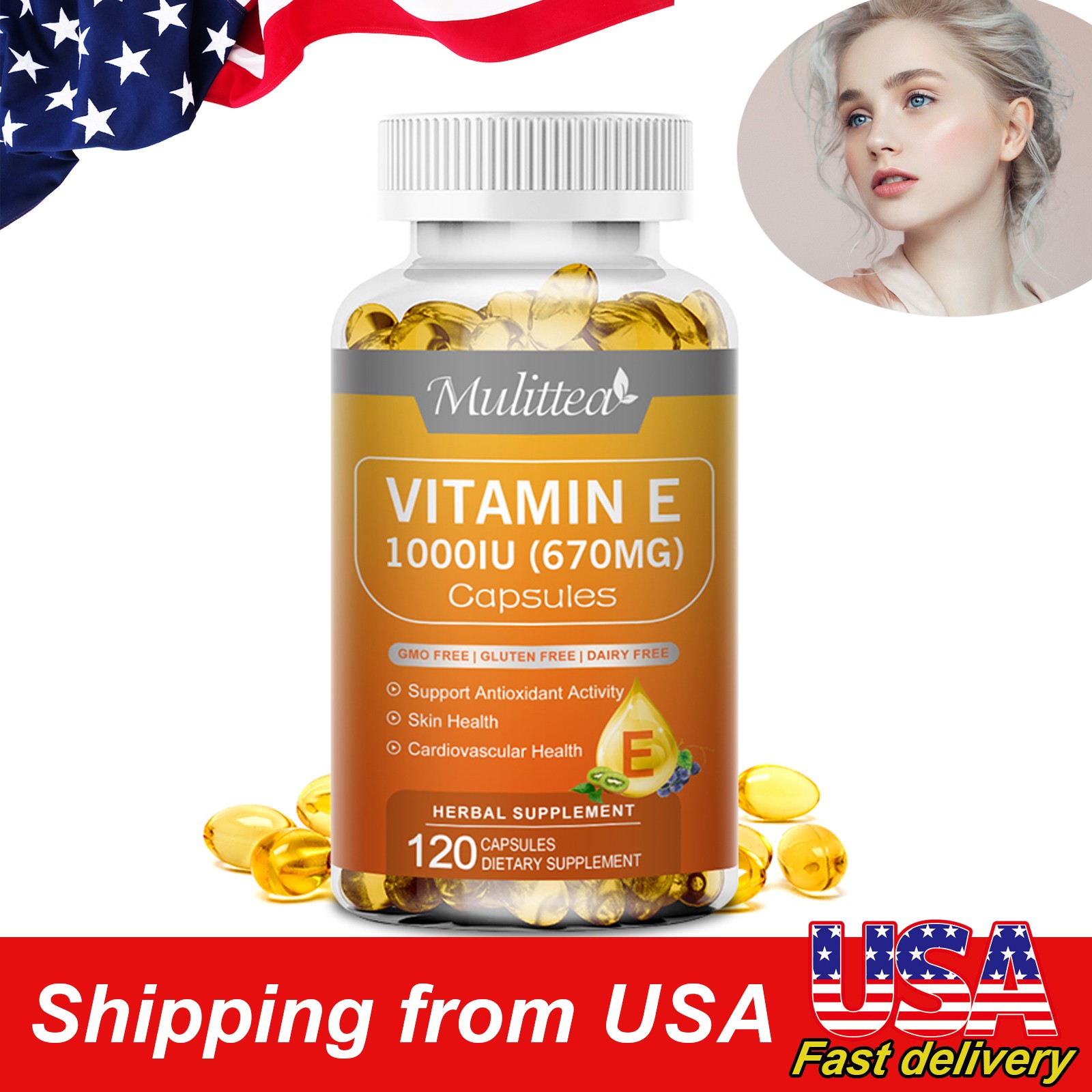 670mg Vitamin E 1000 Iu Capsules – Supports Skin, Hair, Immune and Eye Health