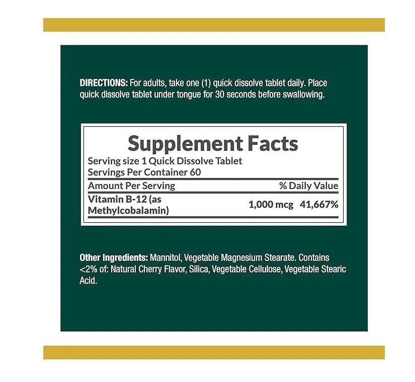 2 Pack Nature’s Bounty B12 as Methylcobalamin 1000mcg 120 Total Exp 03/2028
