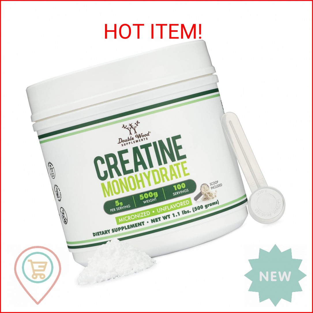 Creatine Monohydrate Powder 1.1lbs (100 Servings of 5 Grams Each) – No Fillers,