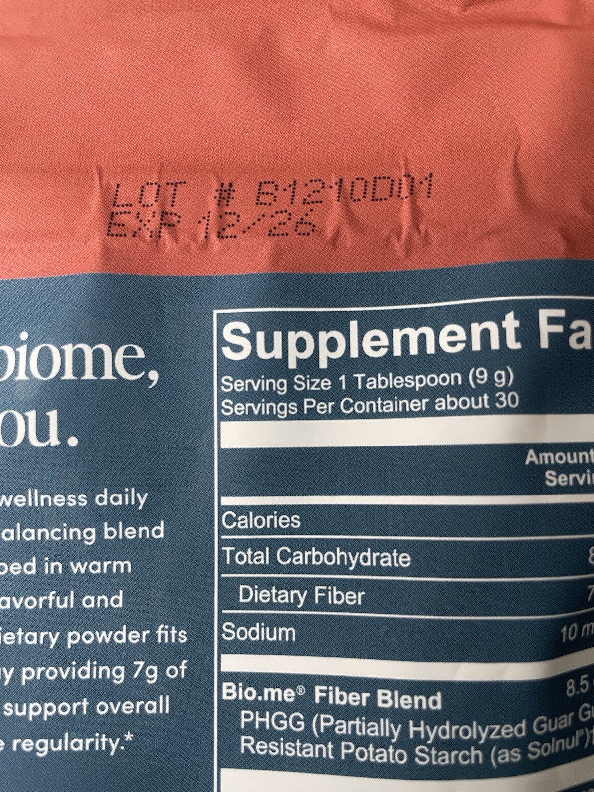 BIO.ME PREBIOTIC FIBER Supplement Powder Digestive Health 30 Servings CHAI
